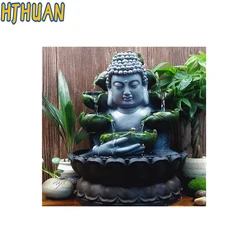 Full Round Diamond Religious Buddha Painting, Buddha Guanyin Water Fountain, Cross Stitch Mosaic Decoration