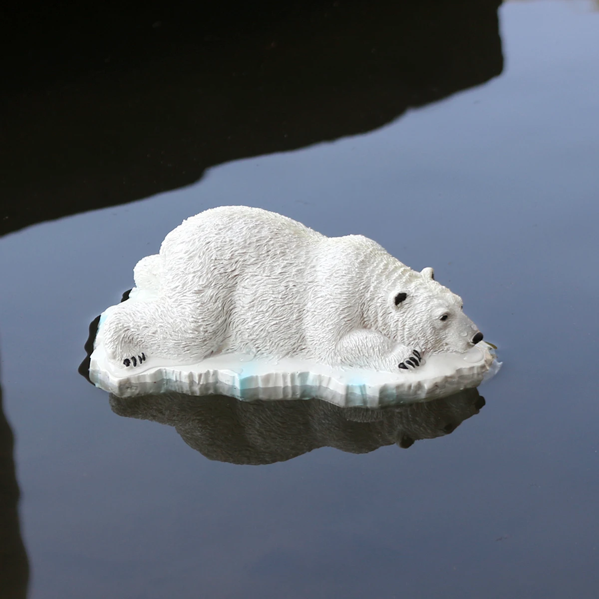 1 white floating bear, garden pond decoration floating ornament, water landscape decoration accessory, resin handicraft