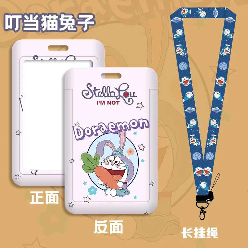 Anime Doraemon Card Holder Kawaii Card Covers Lanyard Student Campus Card Hanging ID Bus Meal Cards Holders Kids Birthday Gift