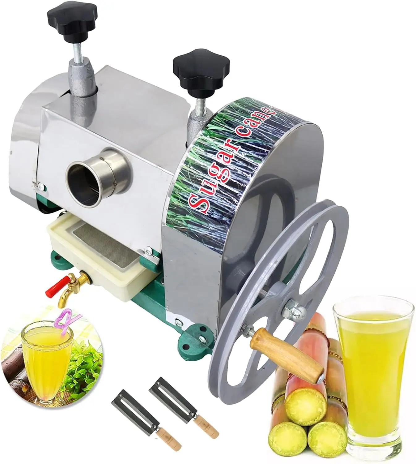 

Commercial Manual Sugar Cane Ginger Press Juicer with Knives Wooden Case