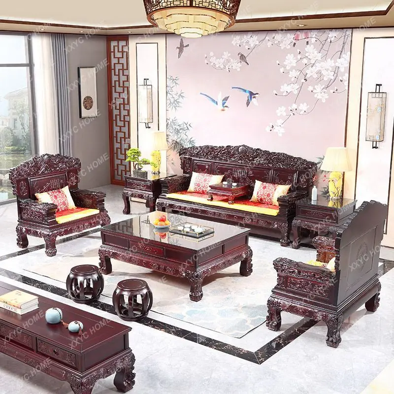 Antique Solid Wood Sofa Furniture of Ming and Qing Dynasties Suit Carved Rosewood Furniture