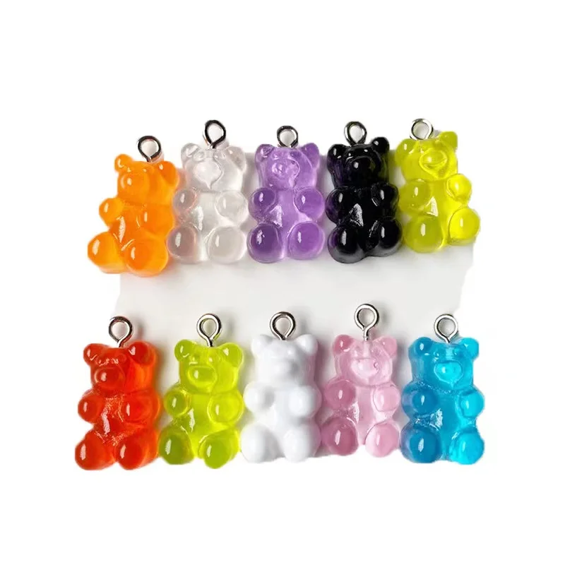 21*12mm Kawaii Miniature Transparent Bear Pendant Charms Resin For Handmade Bracelets Necklace Earring DIY Jewelry