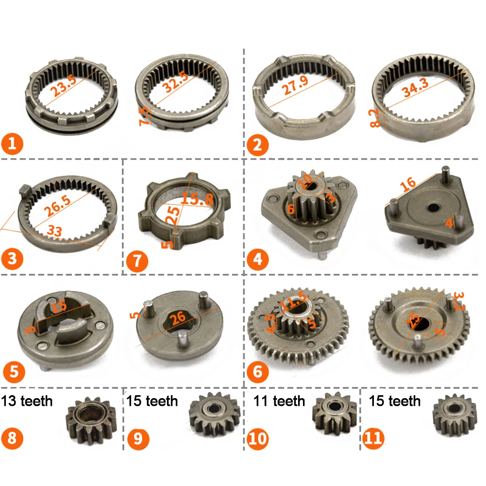 Imagem -05 - Brushless Lithium Furadeira Elétrica Self-locking Gear Grupo Redução Gear Grupo Equipamento Oficina Ferramentas Elétricas Peças 17 Pcs 6x8x4cm