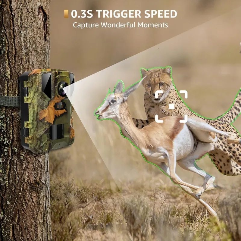 50MP 4K Mini Trail Camera with Night Vision  Outdoor Hunting Wildlife Unfiltered Waterproof Nature Unseen Captured Home Safety