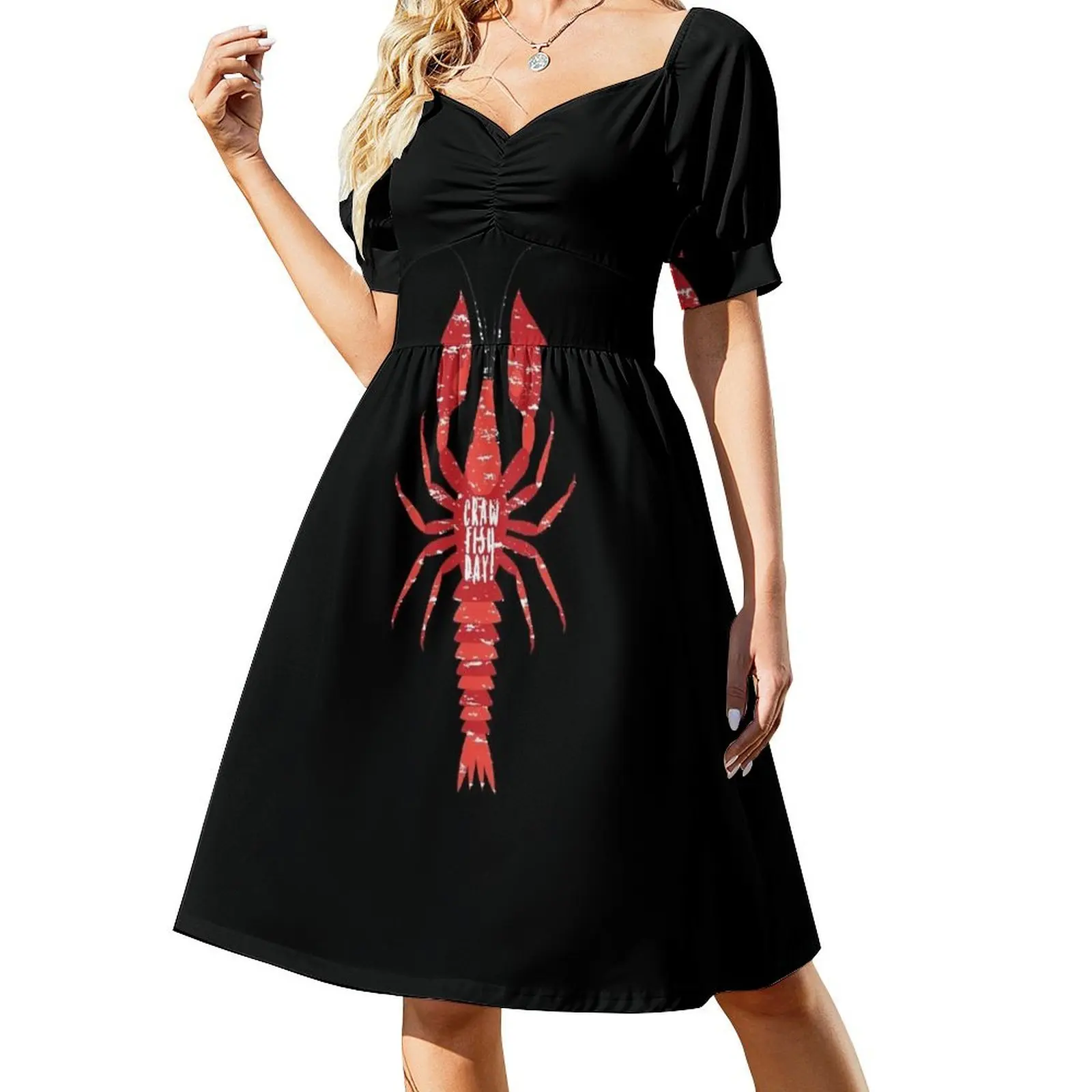 Crawfish Day Cajun Boil Mudbug Festival Short Sleeved Dress Dance dresses Dress