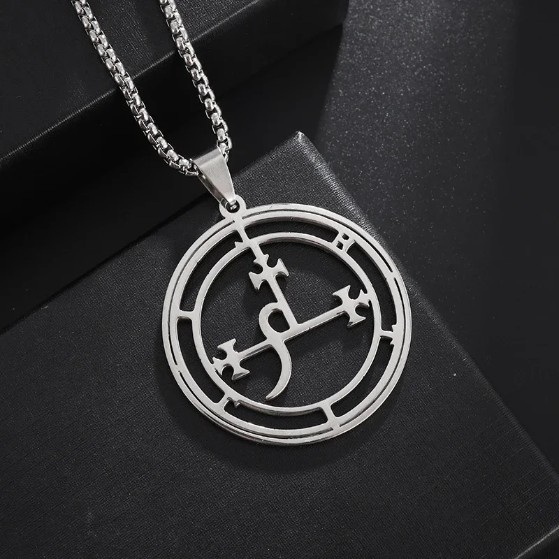 Stainless Steel Devil Seal Necklace Lilith Solomon Magic Pendant for Men Necklace Jewelry Kabbalah Amulet Jewelry