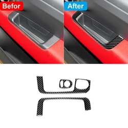 Car Accessories For Fiat 500 2012-2015 Carbon Fiber Glass Switch Panel Cover Trim Stickers Car Interior Mouldings 3PCS