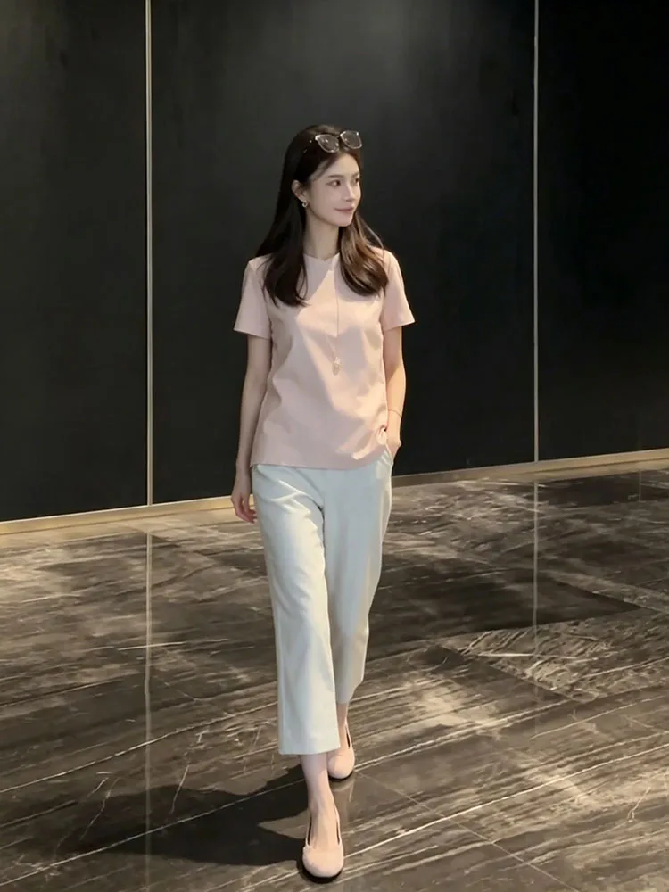 

New Chinese Style Fashionable Straight Leg Pants Women Summer Thin Model High Waist Slimming Eighteen Pants Casual Wear