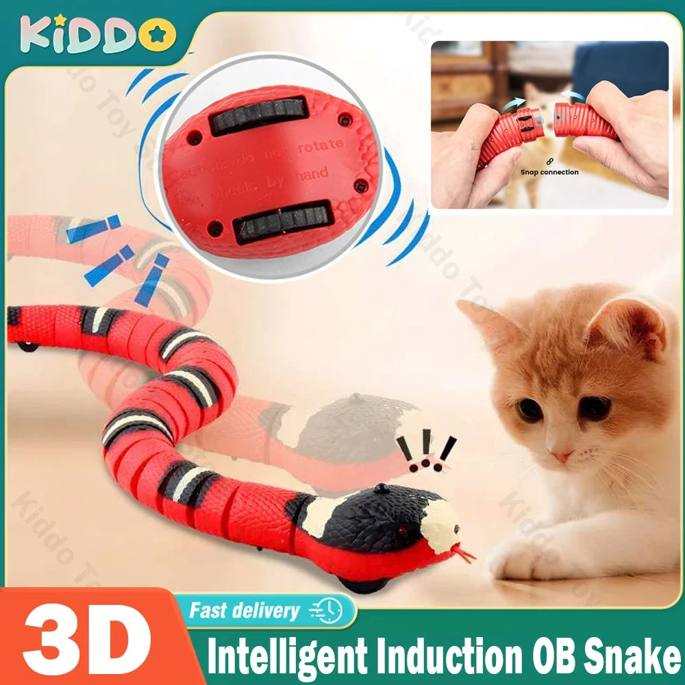 Smart Sensing Snake Cat Toys Interactive Automatic Eletronic Snake Cat Teaser USB Charging Pet Cat Accessories For Kids Toys