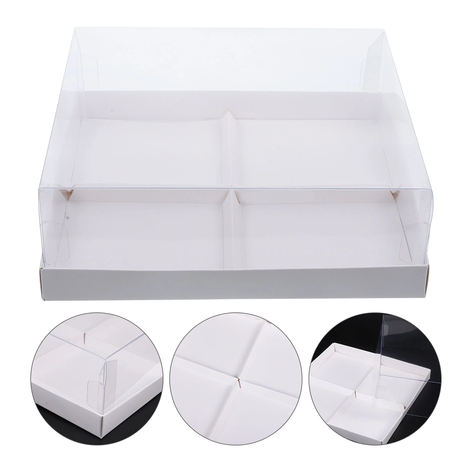 5 Pcs Sweet Dessert Boxes 4 Compartments Donut Cupcake Containers Bakery Packaging Clear Lid Easy Assembly Safe Material Sturdy