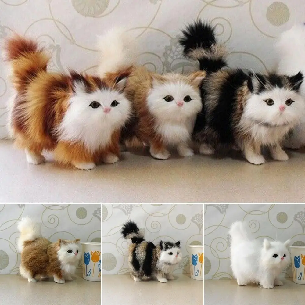

Realistic Gift Ornament Toy Model Plush Cat Kitten Doll