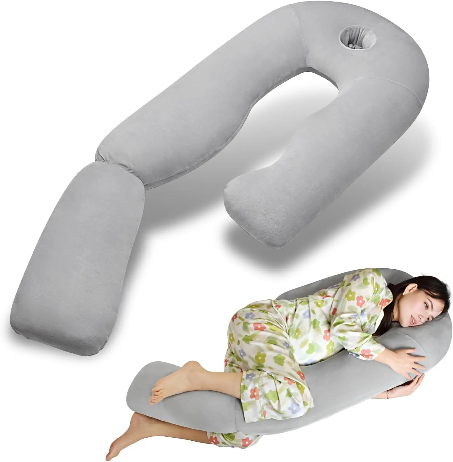 

U-Shaped Full Body Pillow, 51 Inch Cooling Support Pillow for Side Sleepers & Pregnancy