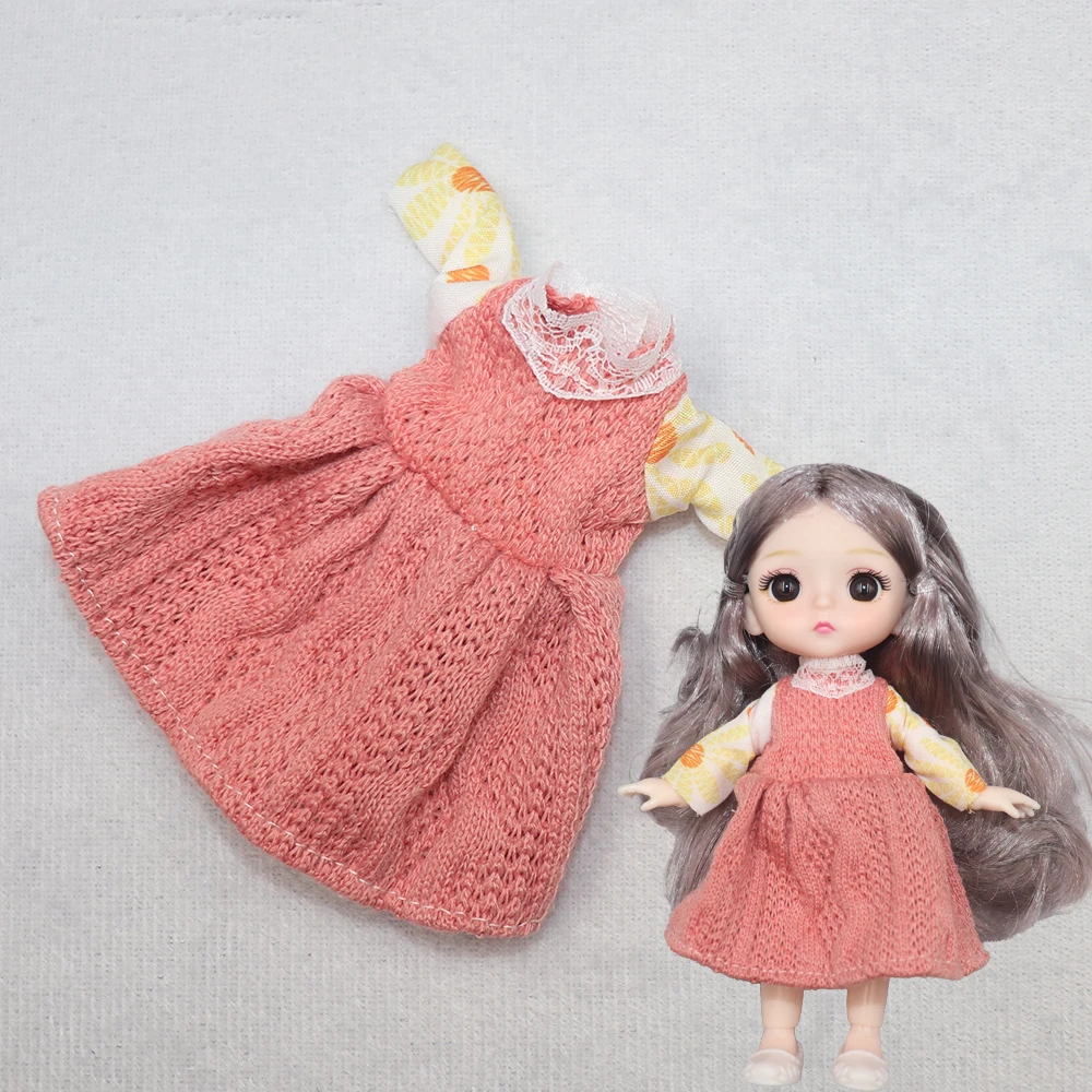 New Clothes For Dolls 16 cm 15cm Bjd Clothes Hat Short Sweater Skirt For Mini Doll 1/8 1/12 6inch Hoodie Dress Up Boys and Girls