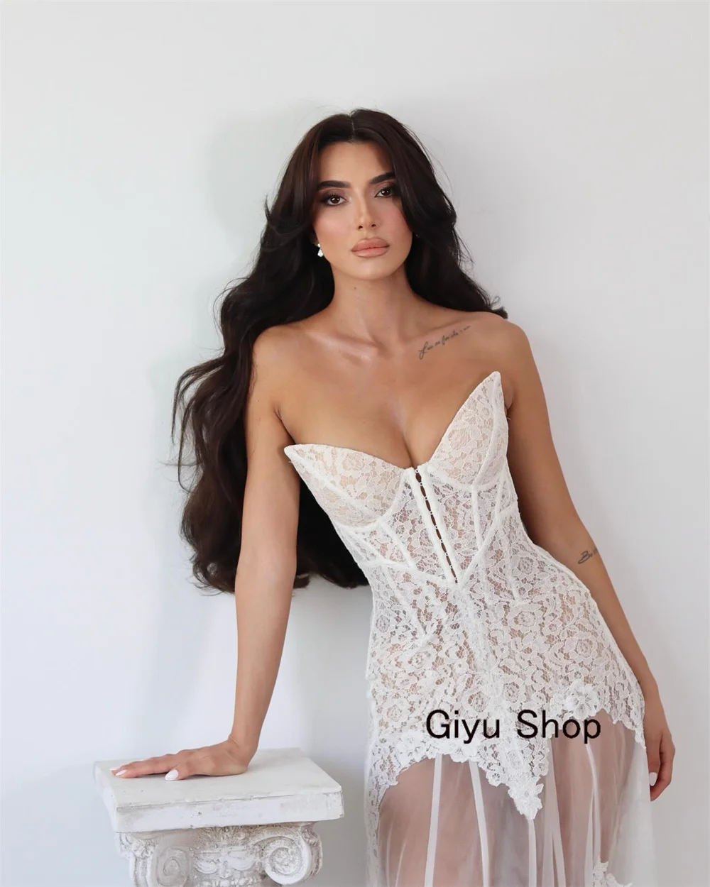 Giyu Modern Style Lace Followers Wedding Dress For Woman V-Neck Floor-length Vestidos Novias Boda Bridal Gown Evening Dress