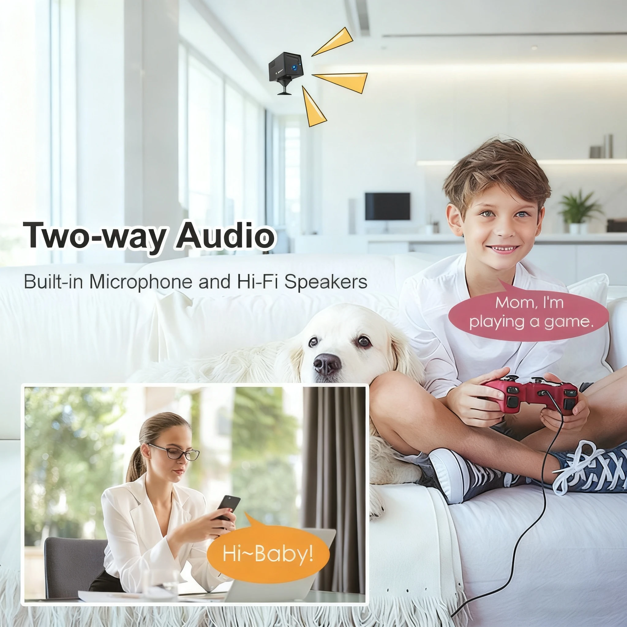 Ubox 4MP 4G SIM Mini cámara WiFi cámara de seguridad interior con visión nocturna PIR detección humana cámara de vigilancia inalámbrica CCTV