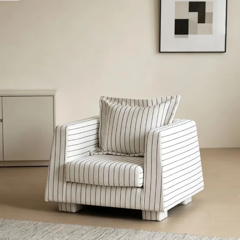 

Luxury medieval style striped living room single sofa simple bedroom balcony living room comfortable single chair