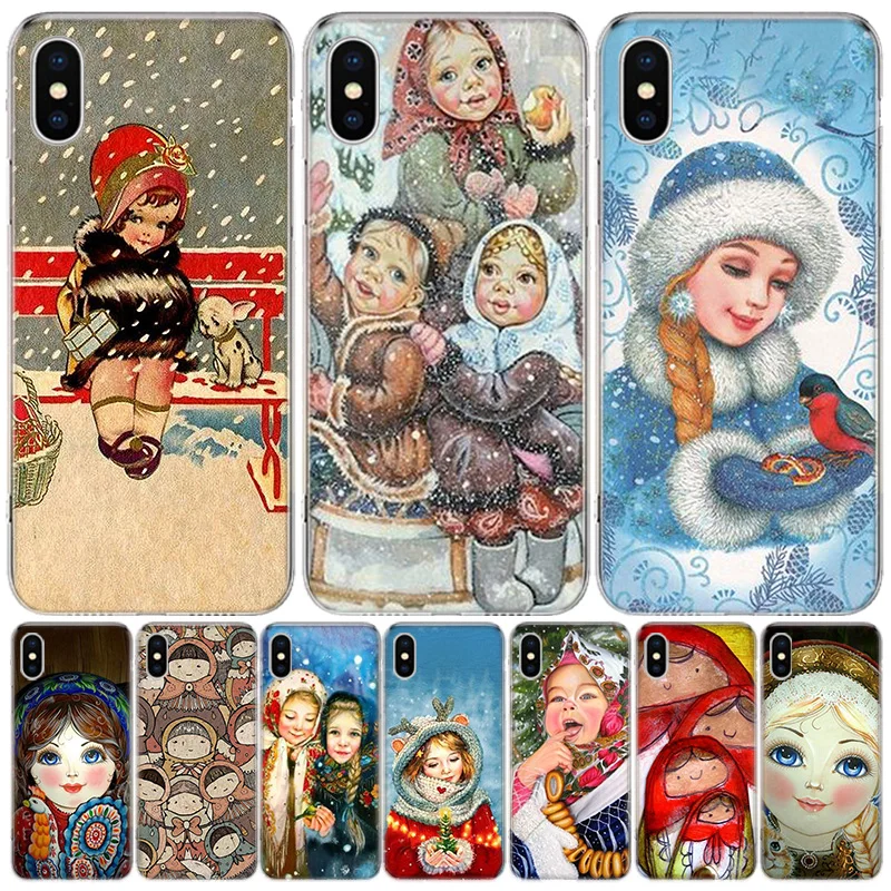 Russian matryoshka Dolls Custom Case for iPhone 12 13 Mini 14 Plus 15 16 Pro Max 11 X XS Max Clear TPU Protective Phone