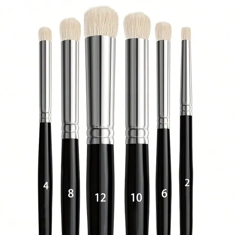 3/6-piece dry brush set, nylon oil painting watercolor painting ceramic art watercolor brush, painting examination drawing brush