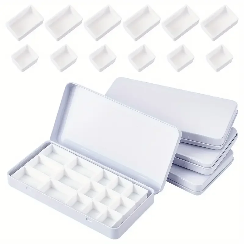 25/50/100pcs White Plastic Pans ,2ML/7.2ML Empty Watercolor Paint Palette for Artists - Durable Art Supplies view 6
