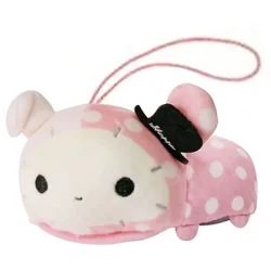 Cute Sentimental Circus Shappo Pink Rabbit Plush ID Card Holder Case Stand for Women Girl Bag Keychain Card Cover Cardholder