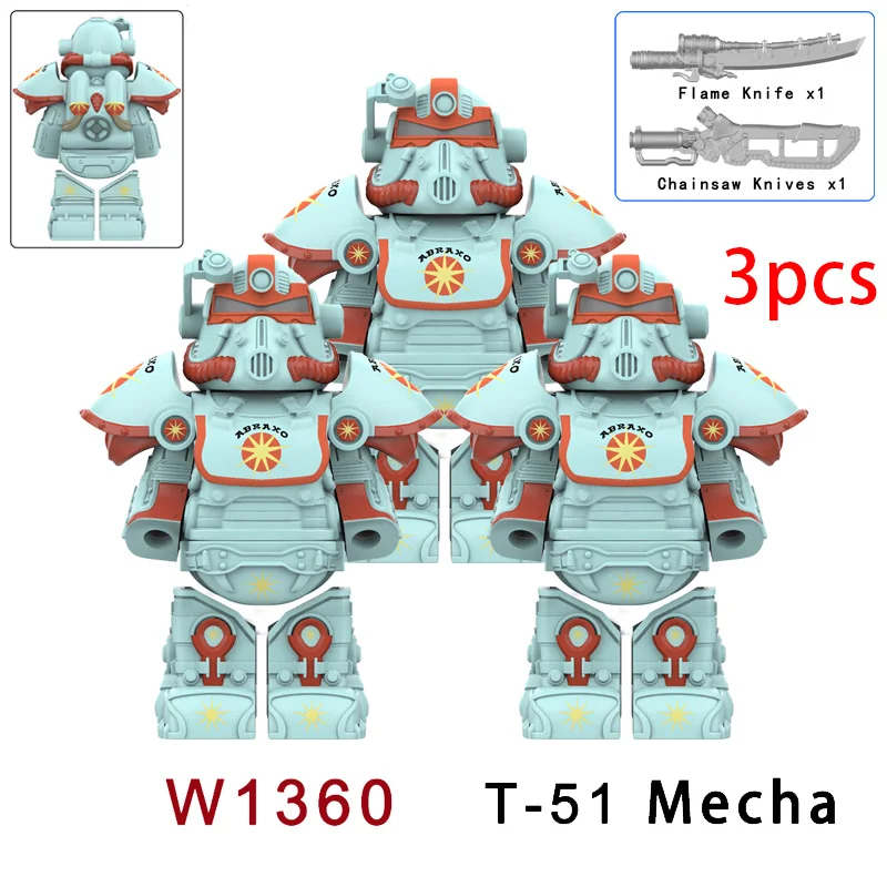 MOC – soldats d'armure militaire T51, jeu Mecha, Mini Robot, modèle assemblé, blocs de construction, figurines d'action, briques en plastique pour enfants, jouet