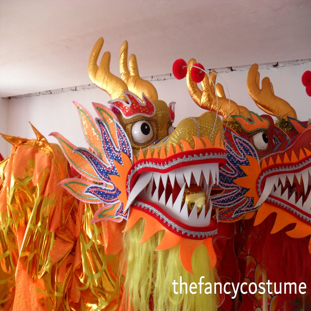 

14m adults CHINESE Spring Day Party Decoration National Gold-Plated DRAGON DANCE Mascot Costume Folk Festival Stage Props