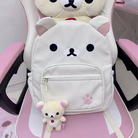 Милый рюкзак Rilakkuma с мультяшной вышивкой, вместительный школьный ранец для студентов, нейлоновые многофункциональные сумки
