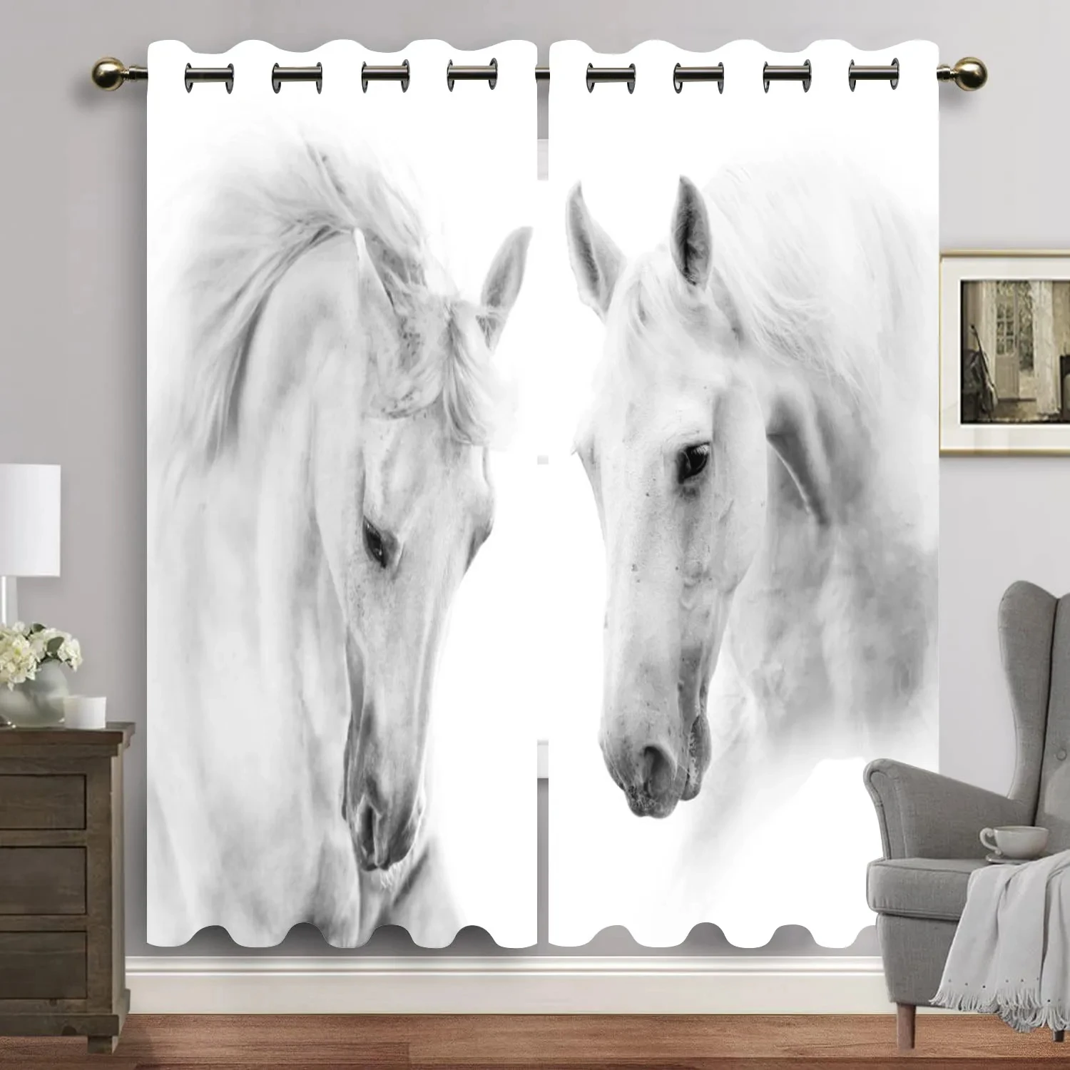 Horse Blackout Curtains for The Bedroom Animal Drapes in Living Room Curtin for Window Home Decor High Shading New Pattern