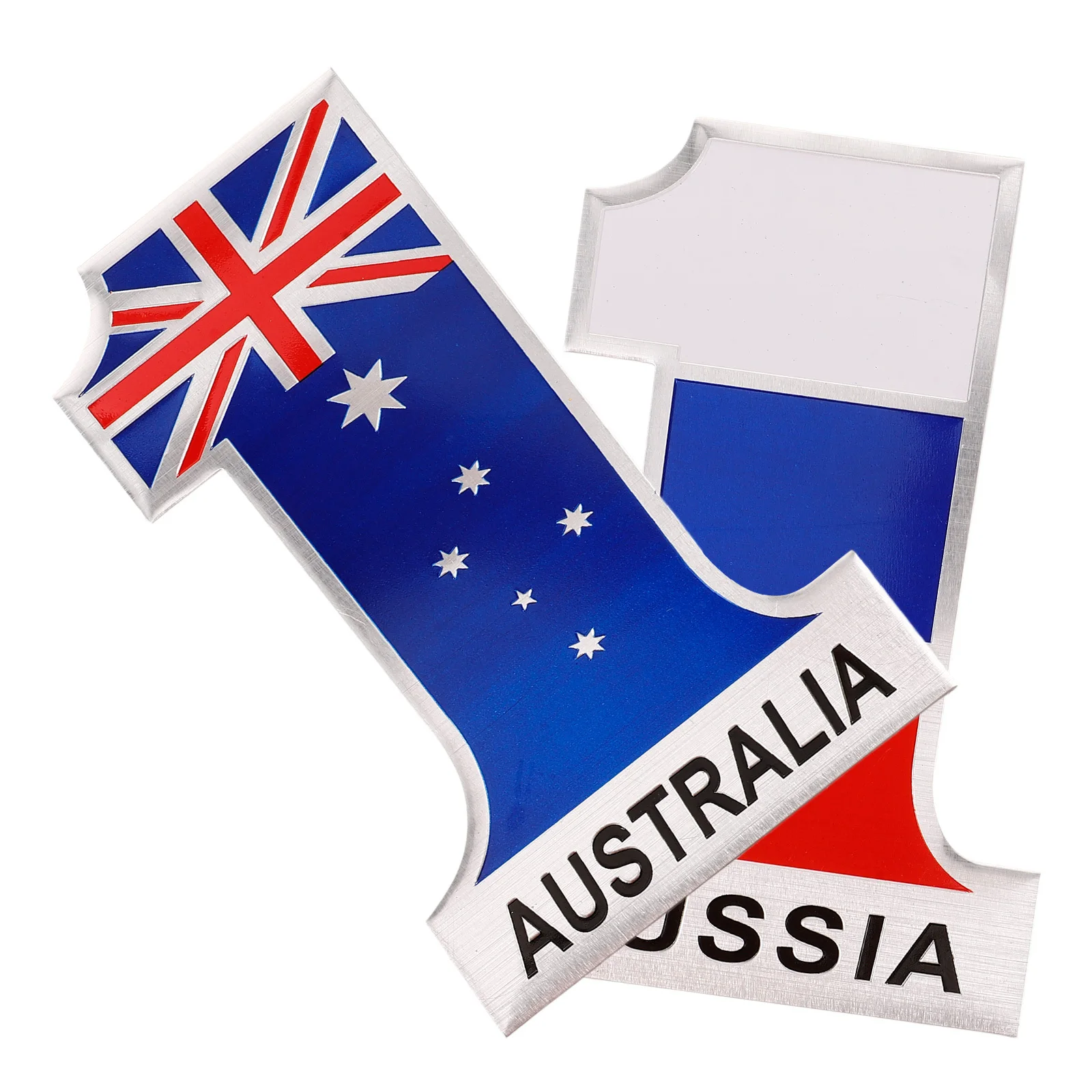 

2Pcs Car Sticker 3D Aluminum Alloy Russian Australian Flag Decorative Automotive Tail Truck Decal Car Decoration