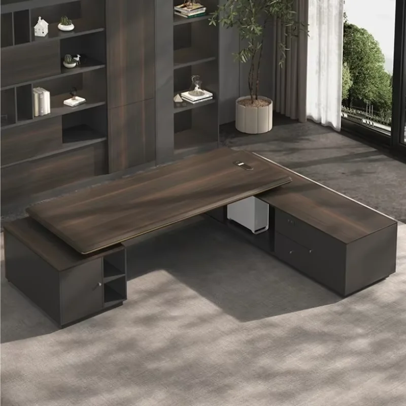 Designer Modern L Shaped Office Desks Drawers Chair Asthetic Manager Computer Desks Study Gaming Standing Scrivania Furniture