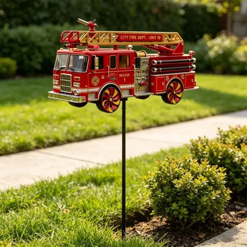 Moving Emergency Vehicle Metal Yard Art For Home And Garden Enhancement 