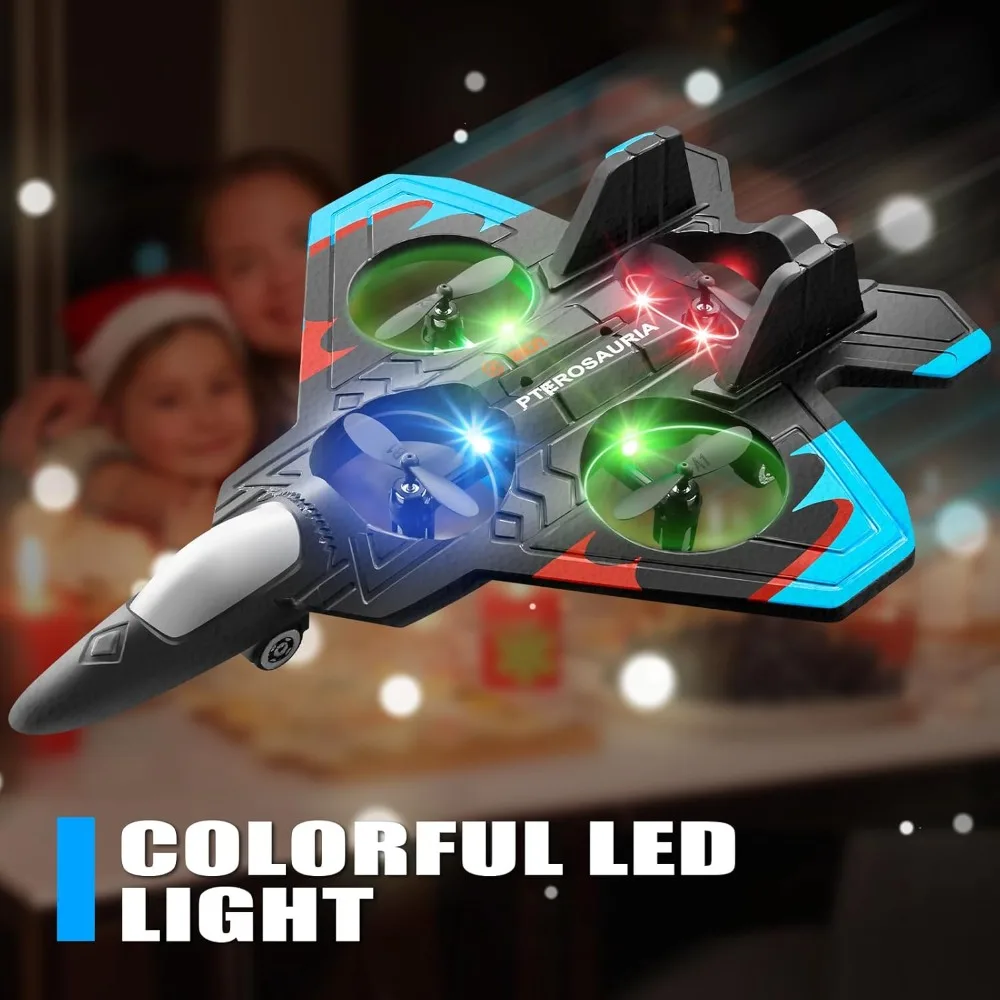 Avión de control remoto de espuma V32 de 4 canales para niños y adultos de 8 a 16 años, avión de combate con luces LED y 360 °   Capabil acrobático