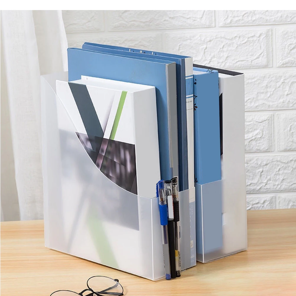 

5pcs File Rack Storage Box Transparent Curve Desktop Document ganizer Shelf Office File Folder Holder Plastic Material Vertical