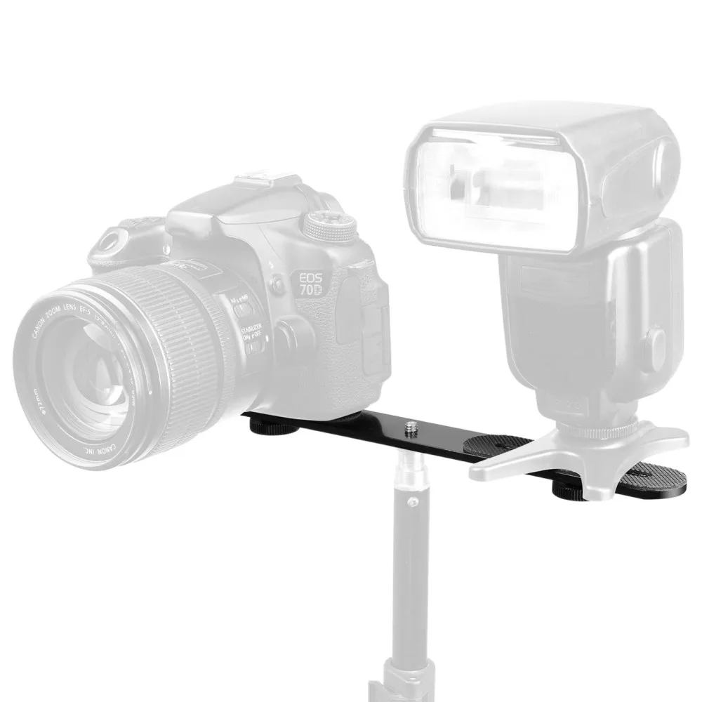 Dual Flash Bracket 1/4'' Screw Hot Shoe Mount Holder for Tripod Stand DSLR Camera LED Light Microphone view 6