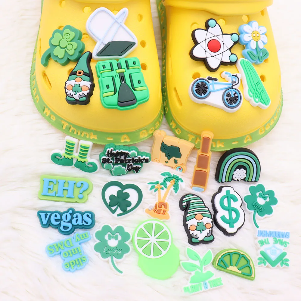 1Pcs Lucky Four-leaf Clover Telescope Shoe Charms Accessories Kids Shoes Buckle Decoration Fit Boys Girls Party Present