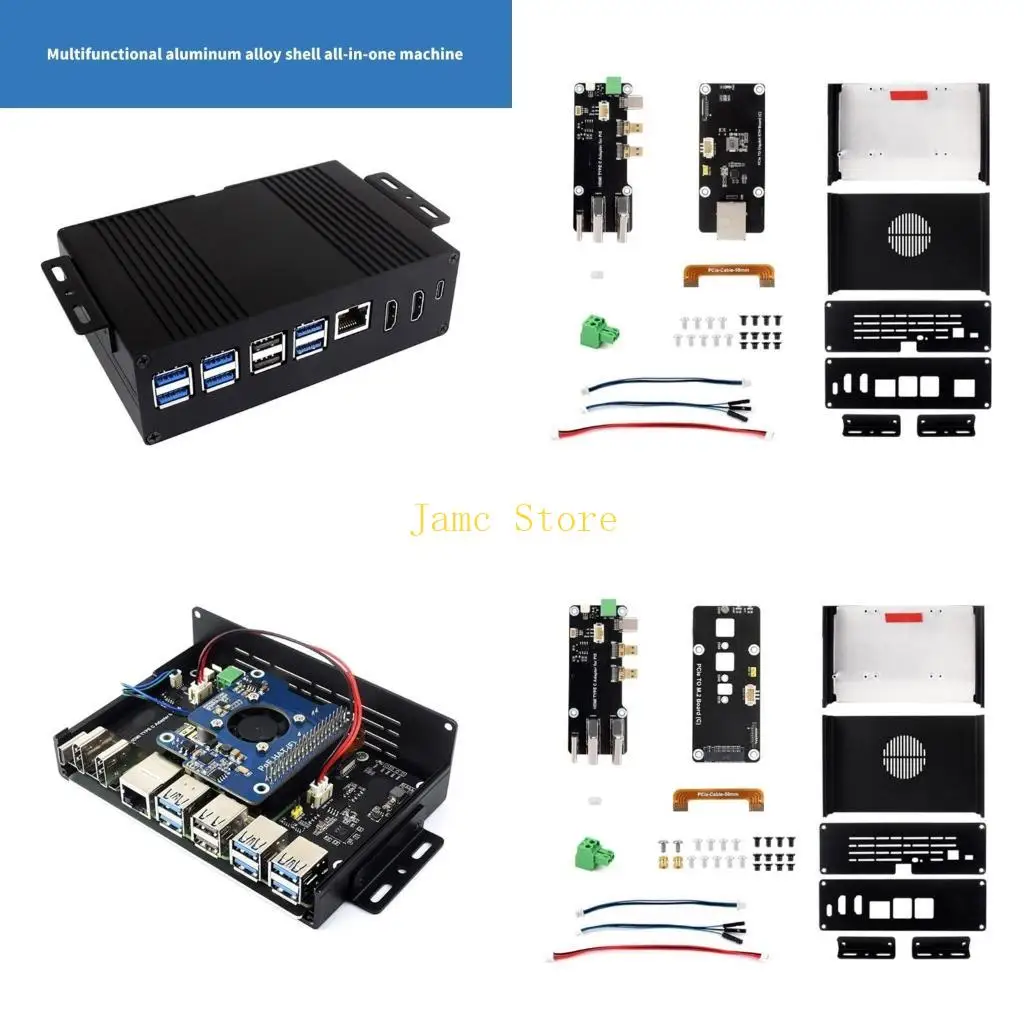 

LX0B Spacious Aluminum Case For RPi 5 Board Enclosure with PCIE Ethernet USB3.2 Expansion Board For Optional