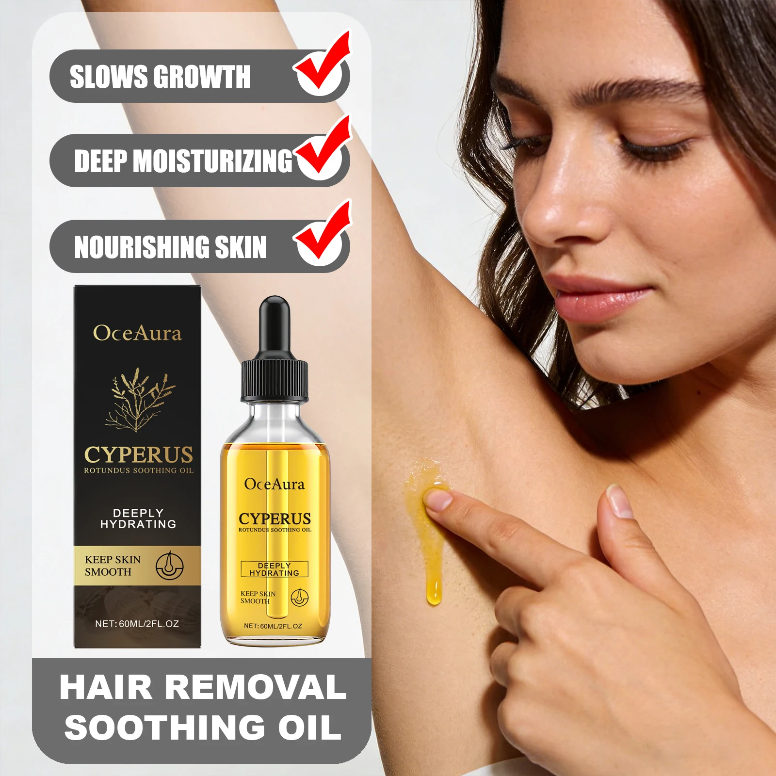 OCEAURA Hair Removal Soothing Oil Deeply Replenishes Moisture Relieves Itching Stinging Gentle Care Skin