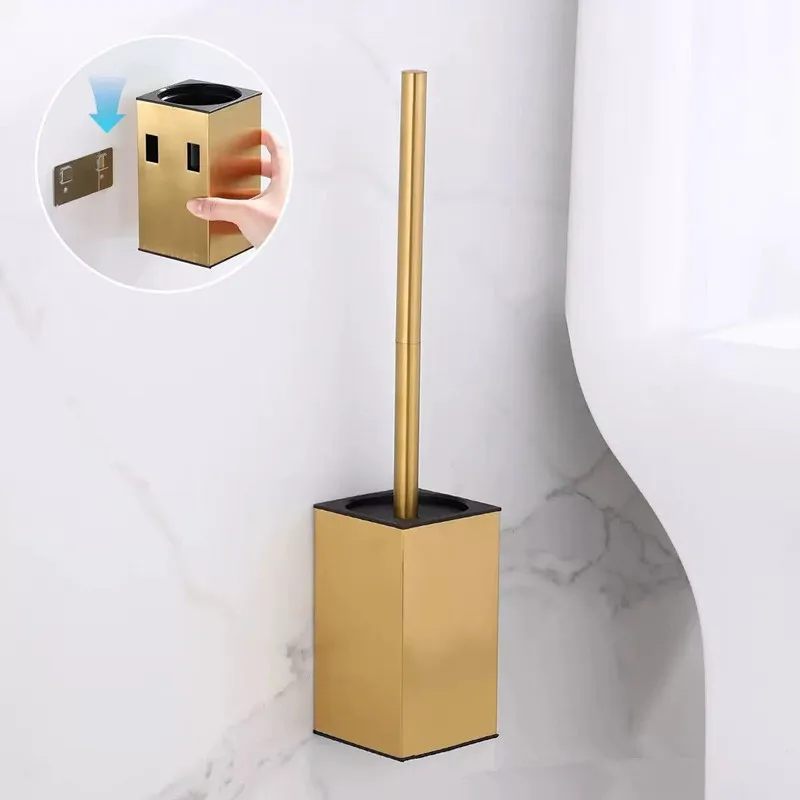 

Набор туалетных щеток из нержавеющей стали с настенным креплением — держатель щетки для чистки ванной комнаты доступен в нескольких цветах с кнопкой