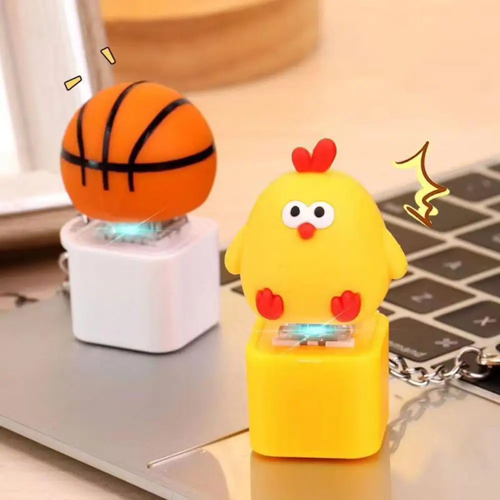 Stress Relief Click Toy Wooden Fish Duck Basketball Lion Keycap Fidget Toy with Sound Light Stress Relief Clicking Toy for Kids