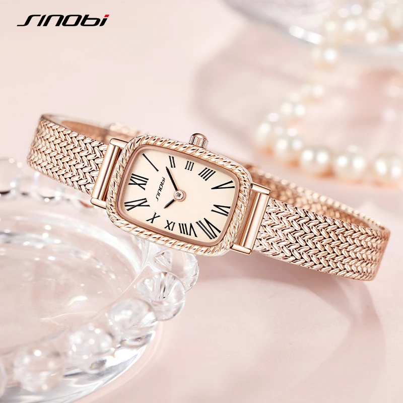 Sinobi Ladies Watches Fashion Design Women\'s Quartz Wristwatches Elegant Rectengle Female Gifts Clock HM Brand Top Luxury Watch