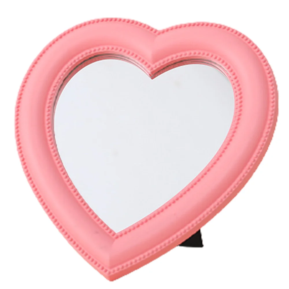 Love Mirror Desktop Makeup Mirror Wall Mounted Dual-Use Vanity Mirror Girl Room Wall Decor Heart-Shaped Mirror