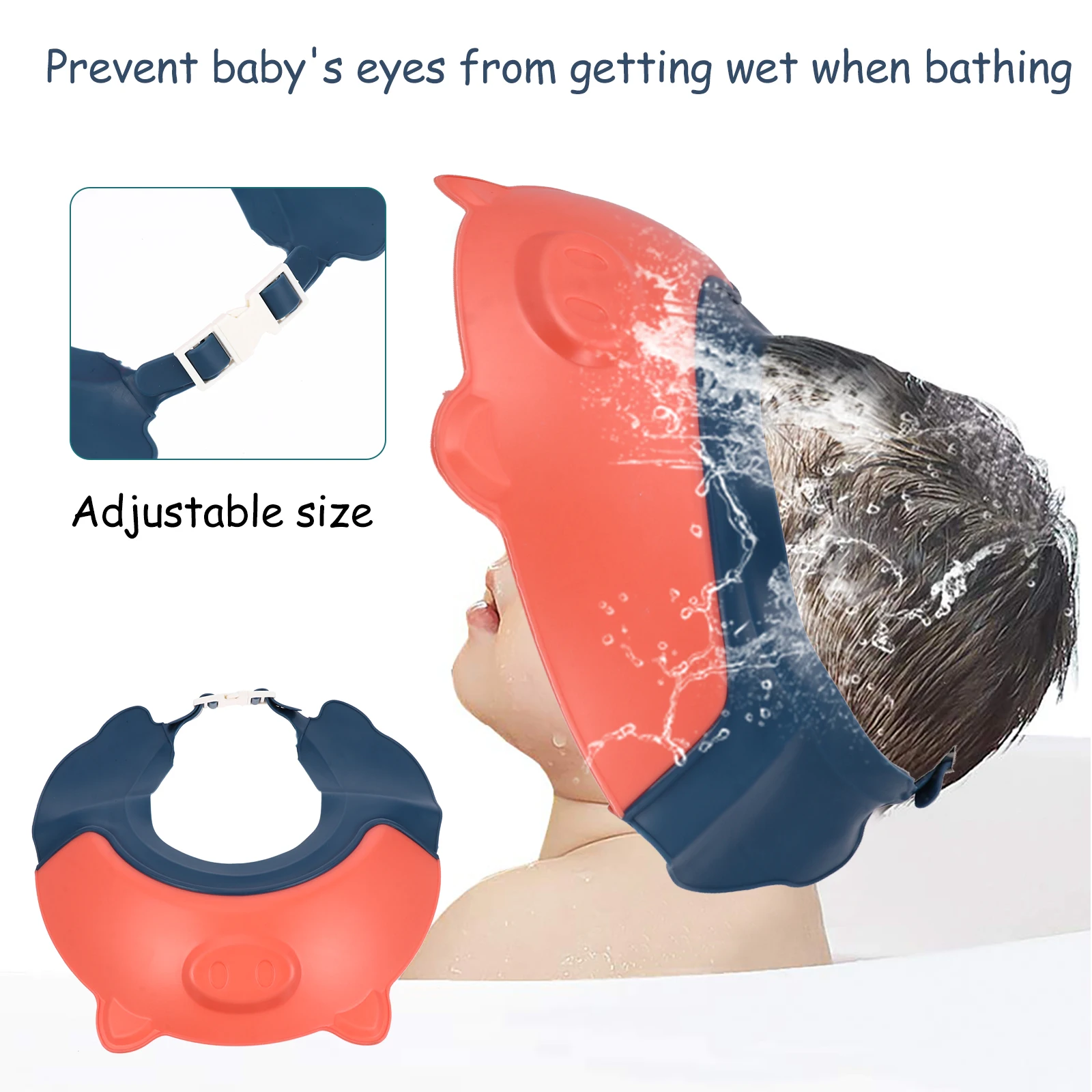 

1pc Baby Shower Cap Pig Hair Washing Hat Bathing Headwear For Kids With Adjustable Design Cute Bath Time Accessory