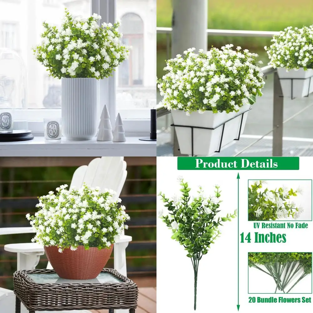 

Искусственные цветы с защитой от УФ-излучения для декора сада, веранды и оконных ящиков (белые)