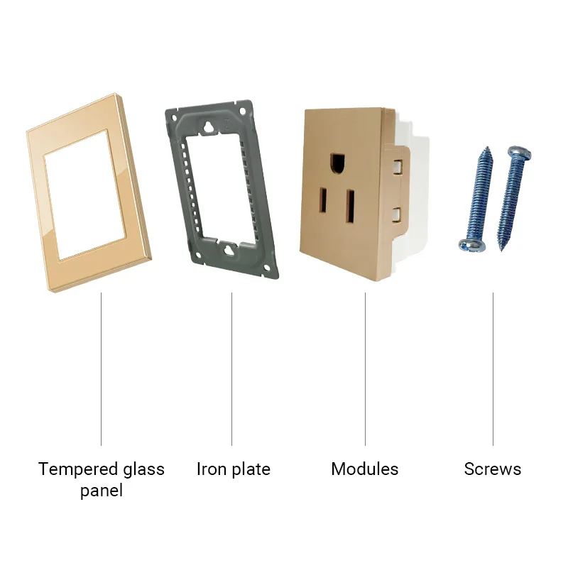 Thai US UN Standard Wall Switch Socket USB Type-c ChargerAU Switch G18 Tempered Glass Panel Button Switch TV TEL Computer socket