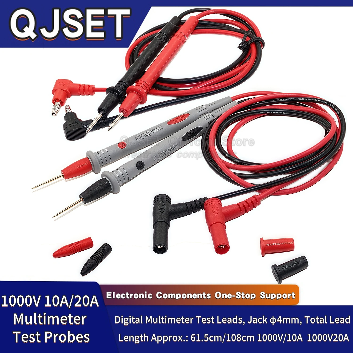 1000V 20A 10A Multimeter  Test Heads Needle Pin Digital Multi Meter Head Wire Pen Cable Kit Multimeter Voltmeter Silicone Tester