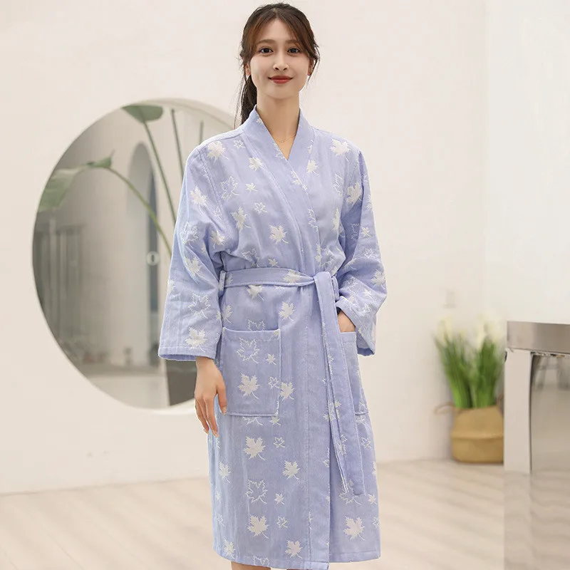 

100% Cotton Wedding Dresses New Cartoon Printing Bath Robe Women Knit Autumn Winter Lounge Sleepwear Shower Women's Bathrobe