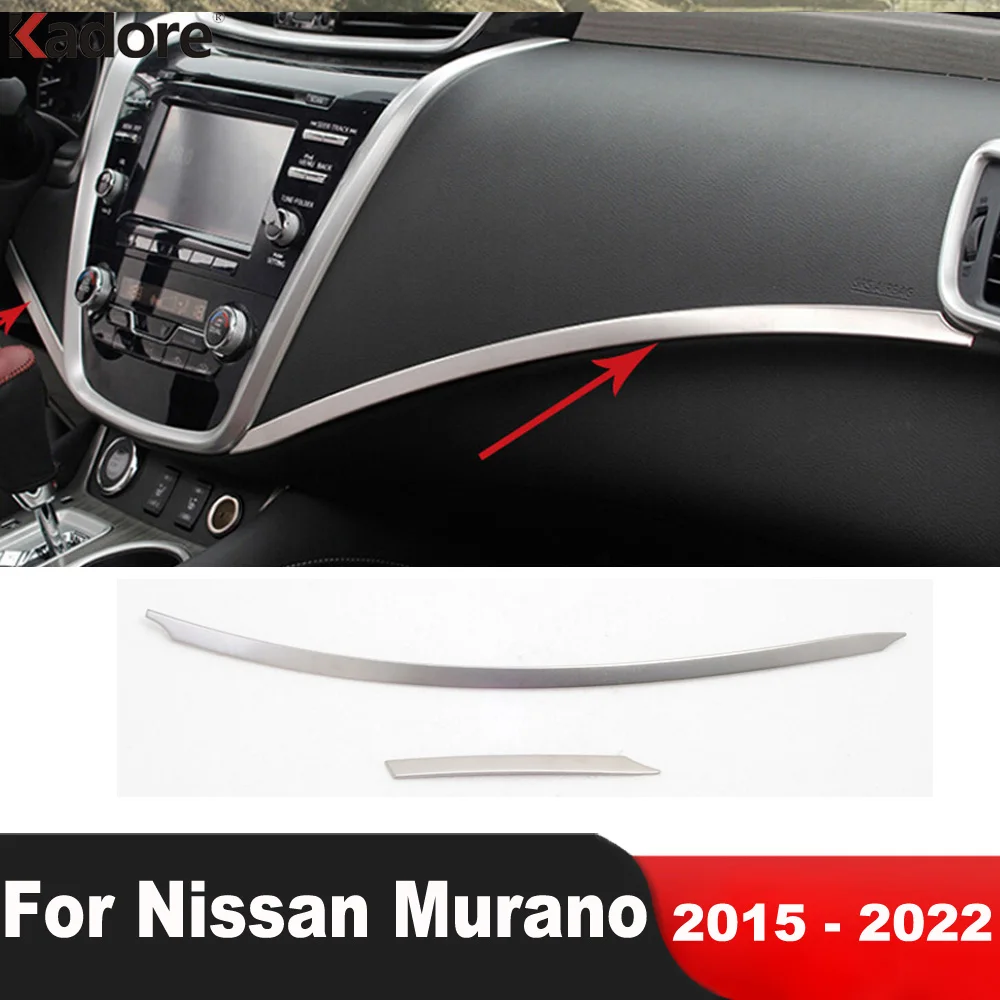 

Car Center Console Cover Trim For Nissan Murano 2015-2019 2020 2021 2022 Stainless Dashboard Panel Strip Interior Accessories