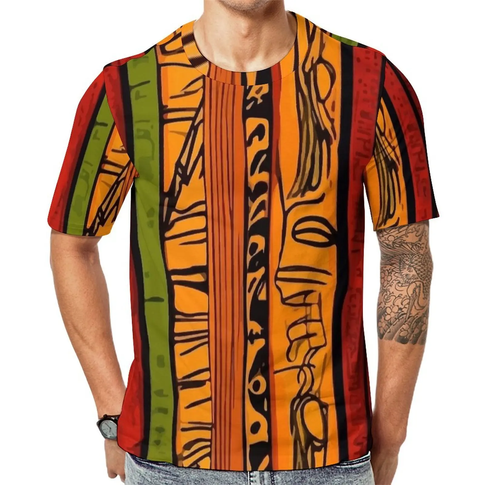 Summer T-Shirt African Ethnic Pattern T Shirts  Streetwear Popular Tee Shirt For Men Short Sleeve Custom Oversized Tops