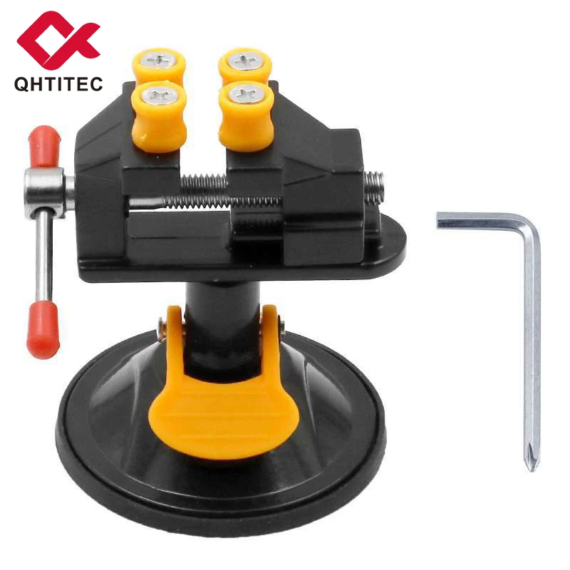 Mini Adjustable Fixed Electric Small Table Bench Vise 360 ° Rotatable Grinder Rotary Hand Drill Suction Cup Fixed Frame